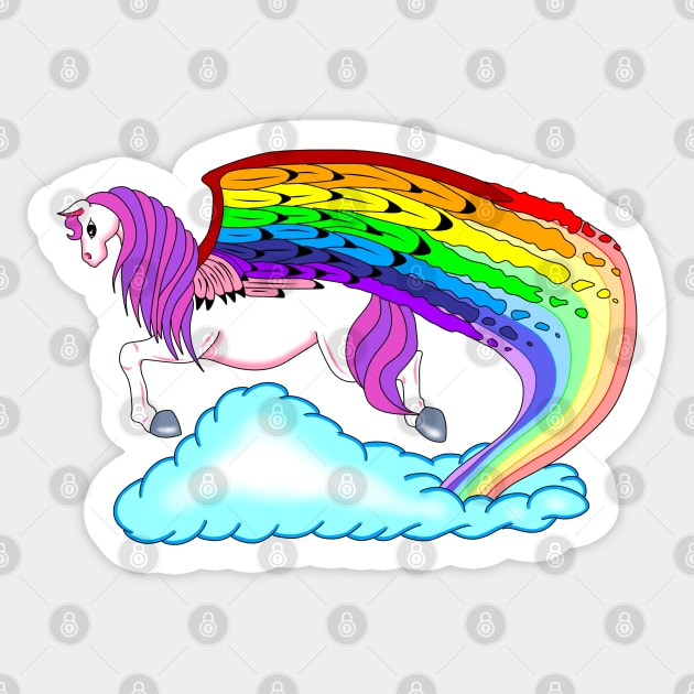 Rainbow pegasus Sticker by MelanieJeyakkumar